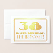 38番目の誕生日、名前+アールデコインスパイア「38」を見る 箔カード (封筒付き正面)