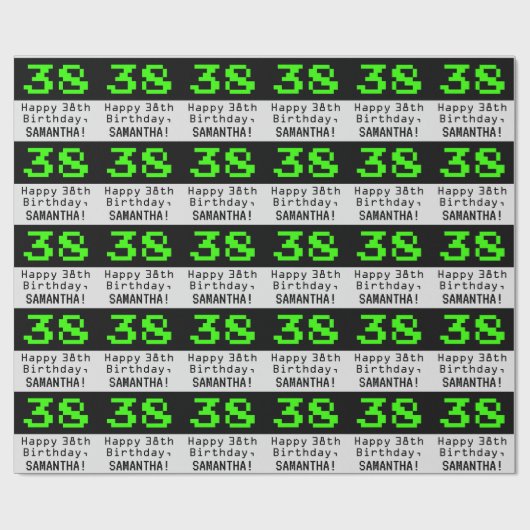 38番目の誕生日- Nerdy / オタク系のスタイル"38"と名前 ラッピングペーパー (フラット)