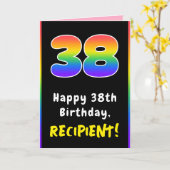 38誕生日カラフル:レインボー# 38、名前をカスタムする カード (黄色い花)