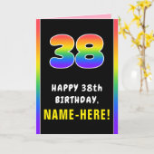 38誕生日カラフル：レインボー# 38、名前をカスタムする カード (黄色い花)