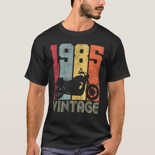 38誕生日バイクもしくは自転車に乗る人ヴィンテージ1985バイク Tシャツ (正面)