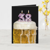 38誕生日ビールオンブラック カード (黄色い花)