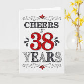 38誕生日応援の赤い白の黒のパターン カード (黄色い花)