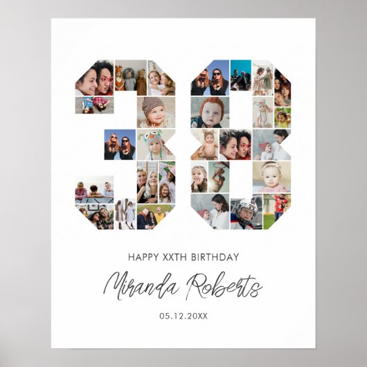 38誕生日第38カスタム号写真コラージュ ポスター (正面)