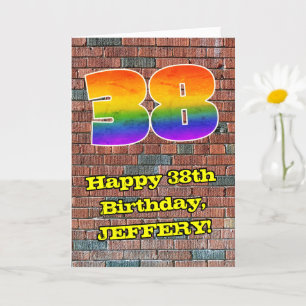 38誕生日:おもしろいグラフィティインスパイアレインボー38 カード