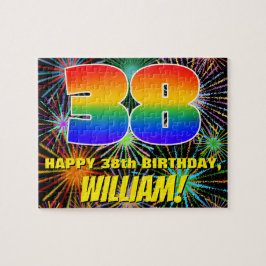 38誕生日:おもしろい、お祝カラフルい花火 ジグソーパズル