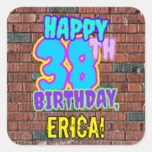 38誕生日-おもしろい、アーバングラフィティインスパイアルック スクエアシール (正面)