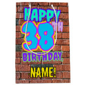 38誕生日:おもしろい、アーバングラフィティインスパイアルック ミディアムペーパーバッグ (正面)