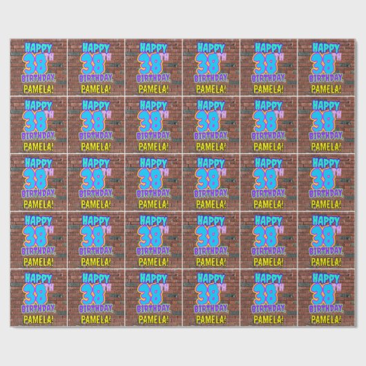 38誕生日:おもしろい、アーバングラフィティインスパイアルック ラッピングペーパー (フラット)