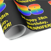 38誕生日:おもしろい、カラフルレインボーインスパイア# 38 ラッピングペーパー (ロールコーナー)