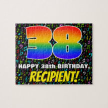 38誕生日:おもしろい、カラフル音楽シンボル、「38」