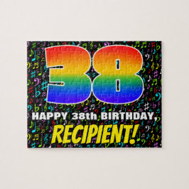 38誕生日:おもしろい、カラフル音楽シンボル、「38」 ジグソーパズル
