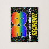 38誕生日:おもしろい、カラフル音楽シンボル、「38」 ジグソーパズル (縦)