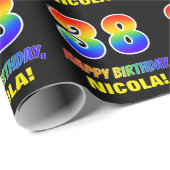 38誕生日:はっきりした,おもしろい,シンプル虹, 38 ラッピングペーパー (ロールコーナー)