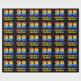 38誕生日:はっきりした,おもしろい,シンプル虹, 38 ラッピングペーパー