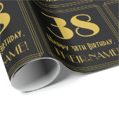 38誕生日～アールデコインスパイアルック"38"，名前 ラッピングペーパー (ロールコーナー)