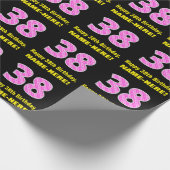 38誕生日:ピンクストライプのハートと38" +名前 ラッピングペーパー (角)