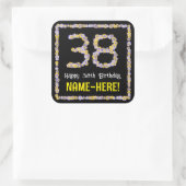 38誕生日:フローラ花数名前をカスタムする スクエアシール (バッグ)