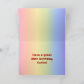 38誕生日:レインボー文字カスタム、写真&名前 カード (内部)