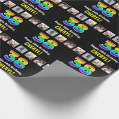 38誕生日:レインボー「38」、写真カスタムと名前 ラッピングペーパー (角)