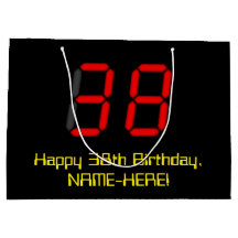 38誕生日：レッドデジタルクロックスタイル"38" +名前