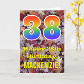 38誕生日、素朴紅葉、レインボー「38」 カード (黄色い花)