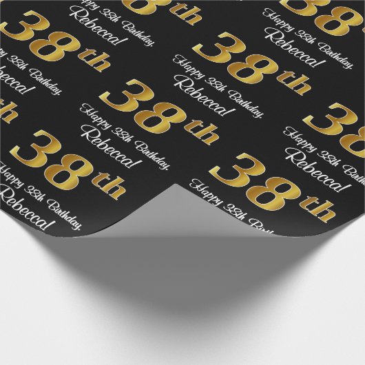 38誕生日:豪華エレガントなフェイク金ゴールドルック# ラッピングペーパー (角)
