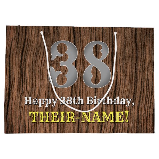 38誕生日: Country インスパイア Western  Look, Name ラージペーパーバッグ (裏面)