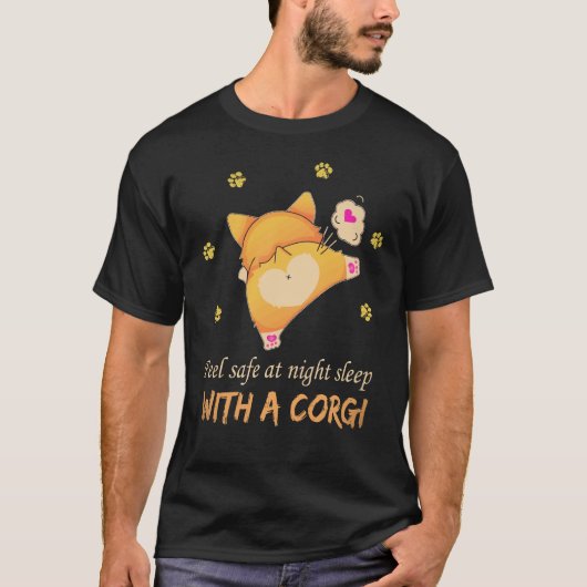 38 夜は安心 コーギーと眠ろう Tシャツ (正面)