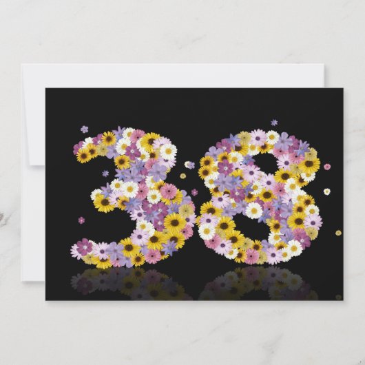 38thバースデーパーティー、花の文字 招待状 (正面)