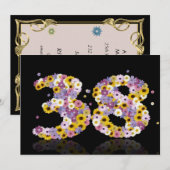 38thバースデーパーティー、花の文字 招待状 (正面/裏面)