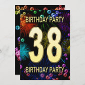 38th誕生日パーティー招待花火大会 招待状 (正面/裏面)