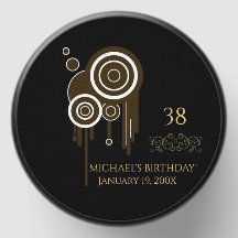 38th Birthday Black Faux Gold Vintage Ornate Crest