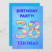 38th Birthday Partyへの招待の追加 招待状 (正面/裏面)