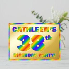 38th Birthday Party —おもしろい、レインボースペクトル「38」 箔招待状