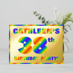 38th Birthday Party —おもしろい、レインボースペクトル「38」 箔招待状