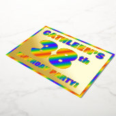 38th Birthday Party —おもしろい、レインボースペクトル「38」 箔招待状 (回転した状態)