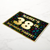 38th Birthday Party —おもしろい、音楽カラフル記号 箔招待状 (回転した状態)