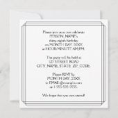 38th Birthday Party:アールデコスタイル(名前をカスタムする付) 招待状 (裏面)