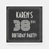 38th Birthday Party:アールデコスタイル+名前をカスタムする スタンダードランチョンナプキン (正面)