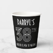 38th Birthday Party:アールデコスタイル+名前をカスタムする 紙コップ (正面)