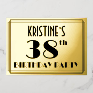 38th Birthday Party —アールデコ検索「38」 +名前 箔招待状