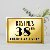 38th Birthday Party —アールデコ検索「38」 +名前 箔招待状 (立ち正面)