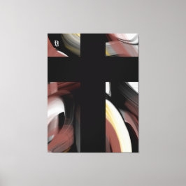 38x50" トレンド抽象芸術 ブラック ホワイト パウダリー キャンバスプリント