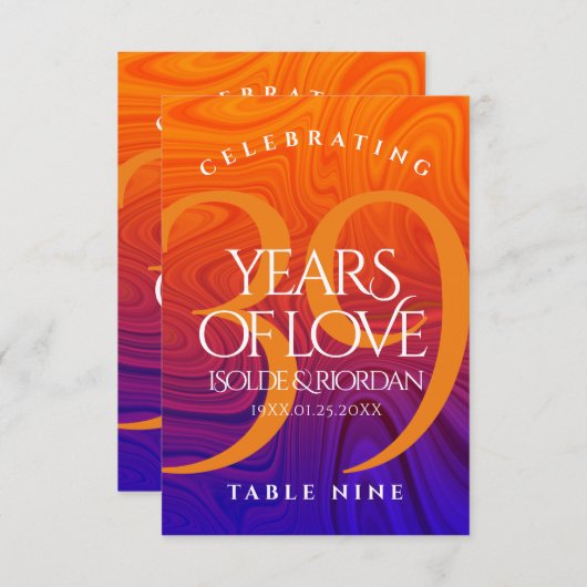 39エレガント周年記念結婚テーブルカード サンキューカード (正面/裏面)