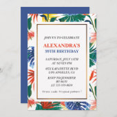 39エレガント歳の誕生日招待状熱帯フローラ 招待状 (正面/裏面)