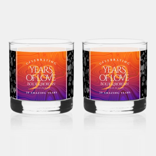 39エレガントth Agateの結婚記念日お祝い ウイスキーグラス (正面)