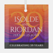 39エレガントth Agateの結婚記念日お祝い ガラスオーナメント (正面)