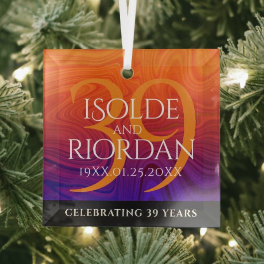 39エレガントth Agateの結婚記念日お祝い ガラスオーナメント (インサイチュ)