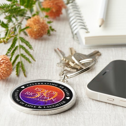 39エレガントth Agateの結婚記念日お祝い キーホルダー (側面)